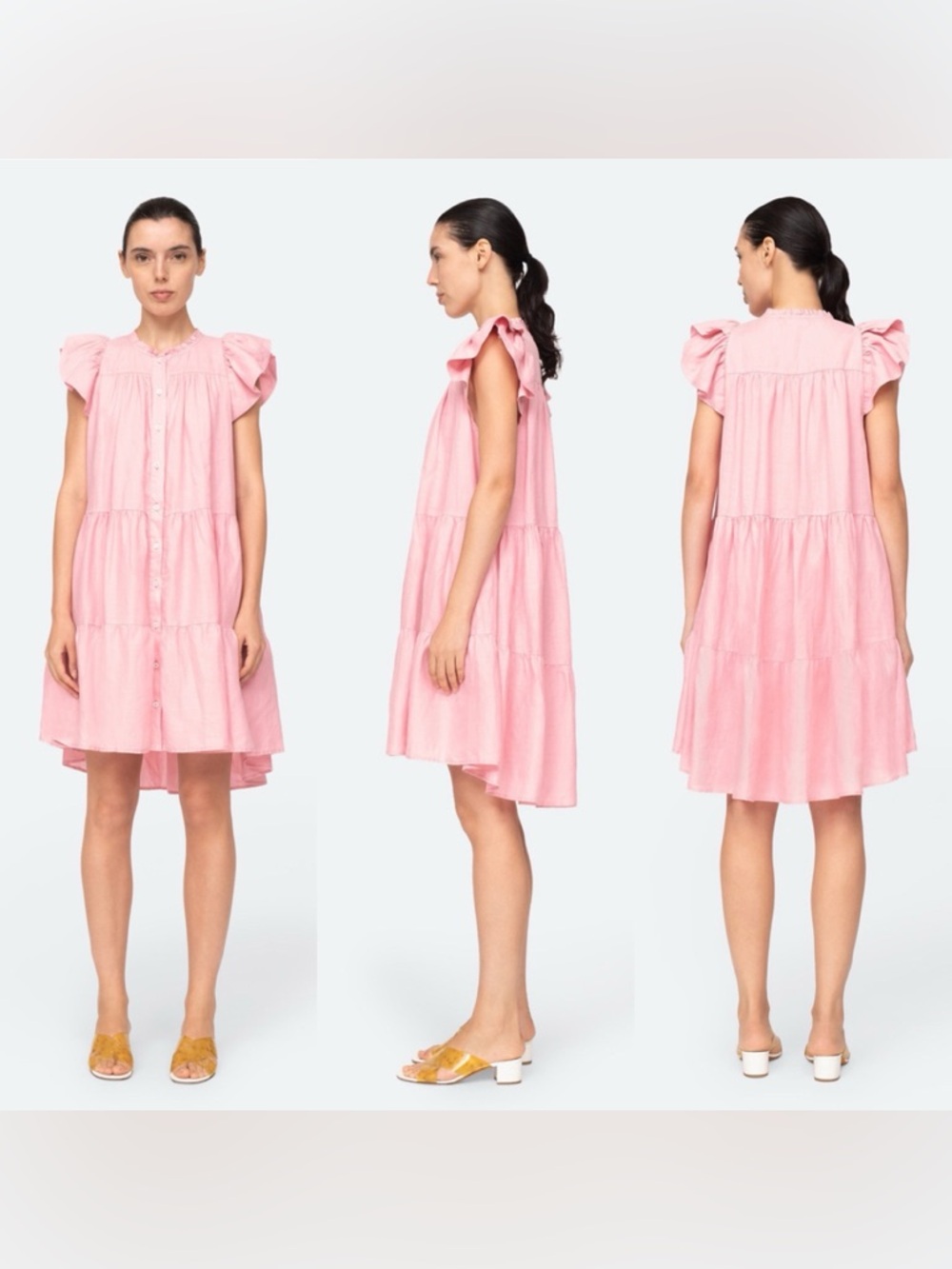 SEA NEW YORK NY SHANNON SCALLOP BUTTON DOWN DRESS - ROSE Size Small $350